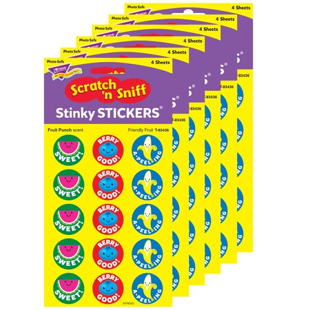 Trend Enterprises Friendly Fruit/Fruit Punch Stinky Stickers, PK360 T83436